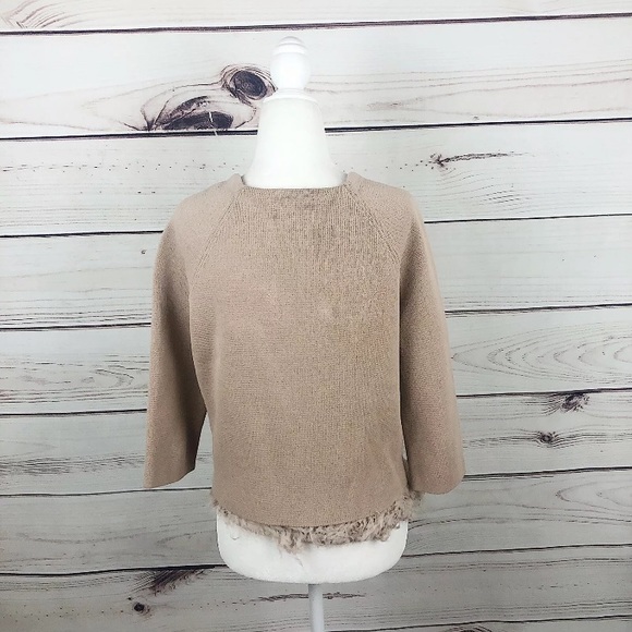 J.Crew Collection Beige Chiffon Fringe Pullover S - Picture 4 of 7